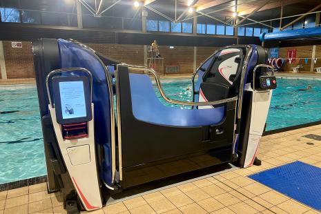 The Poolpod installed pool-side at the Brentwood Centre Swimming Pool